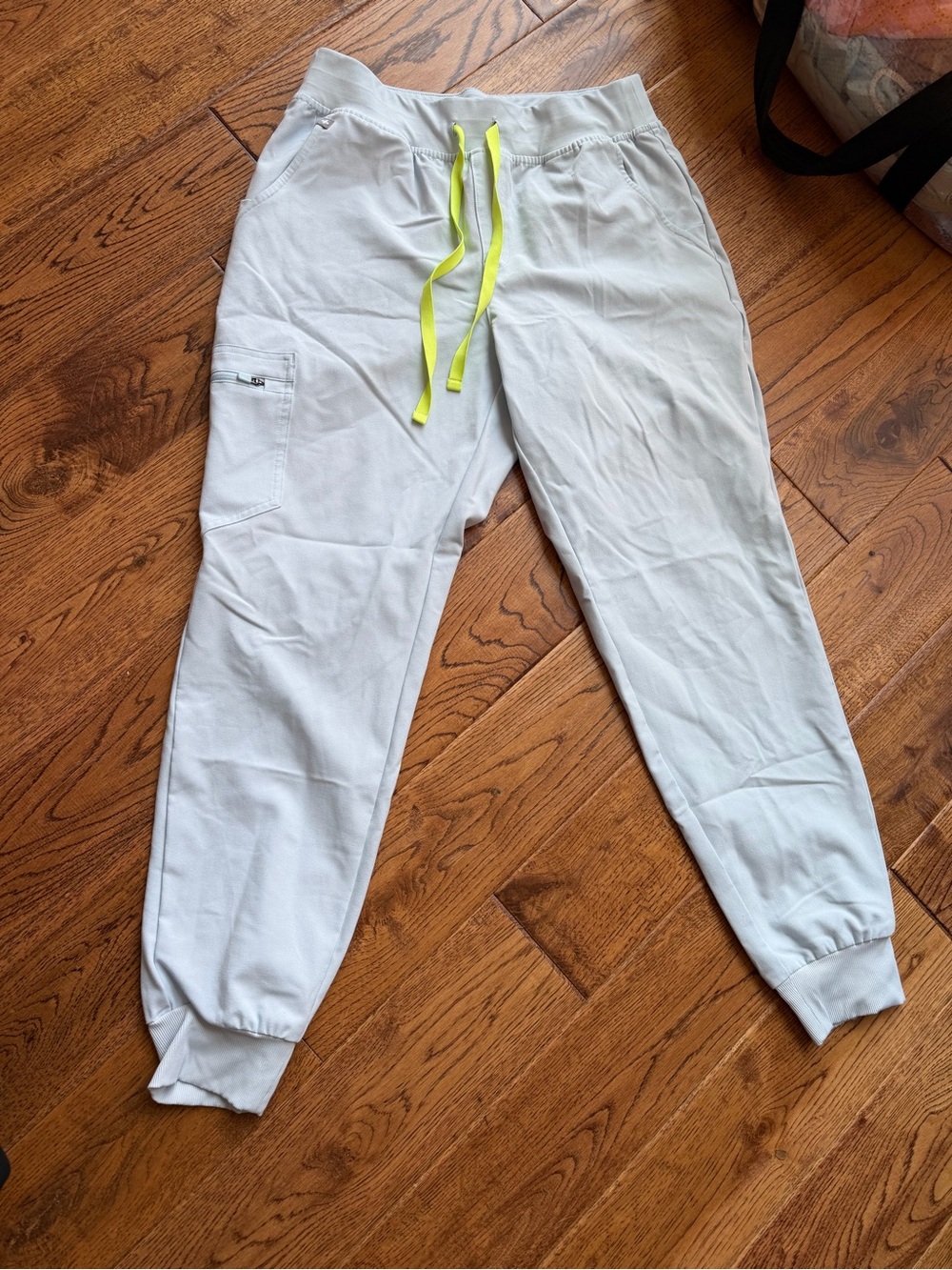 Figs Light Gray blue Zamora Joggers Neon Yellow Drawstring M perfect condition